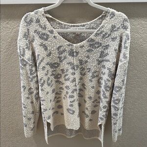 Gray and Cream Women's Sweater